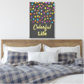 Polka dots waterverf boho pop art canvas afdruk (Insitu (Slaapkamer))
