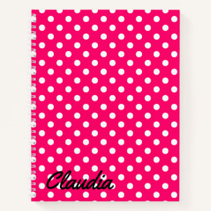 Polka Dots White Hot Roze Naam Notitieboek