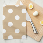 Polka Dots - White op Tan Theedoek (Quarter Fold)