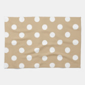 Polka Dots - White op Tan Theedoek (Horizontaal)