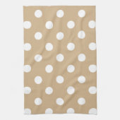 Polka Dots - White op Tan Theedoek (Verticaal)