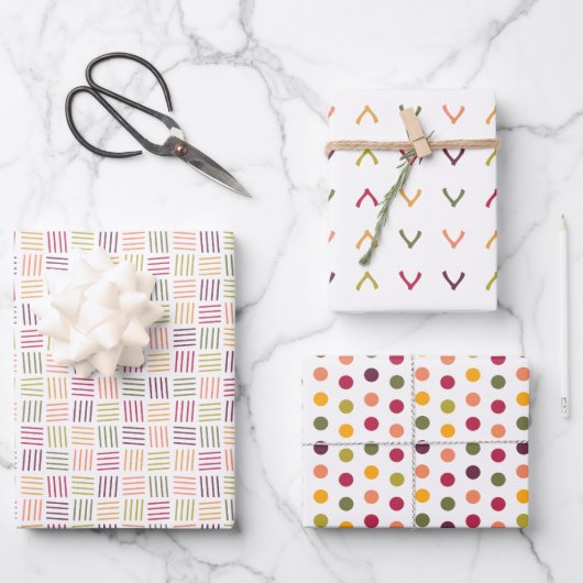 Polka Dots| Wishbones | Weaving lines -  Inpakpapier Vel (Voorkant)
