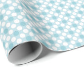 Polka dots wit blauw retro cadeaupapier (Rol Hoek)