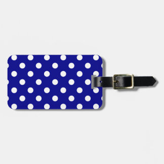 Polka Dots - Wit op donkerblauw Bagagelabel
