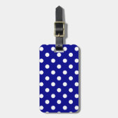 Polka Dots - Wit op donkerblauw Bagagelabel (Voorkant verticaal)