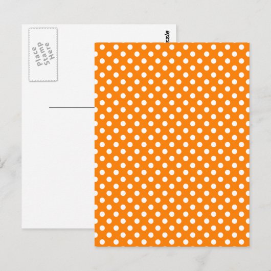 Polka Dots - Wit op Sinaasappel Briefkaart (Voorkant / Achterkant)