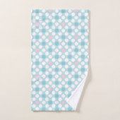Polka dots wit roze blauw retro bad handdoek (Handdoek)