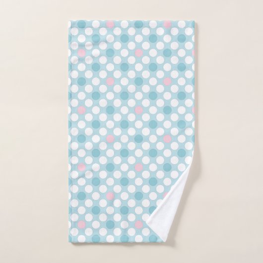 Polka dots wit roze blauw retro bad handdoek (Handdoek)