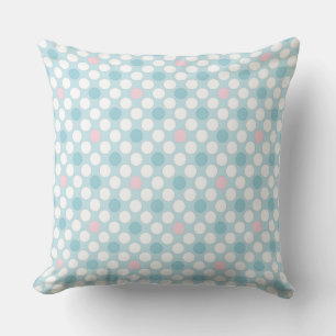 Polka dots wit roze blauw retro buitenkussen