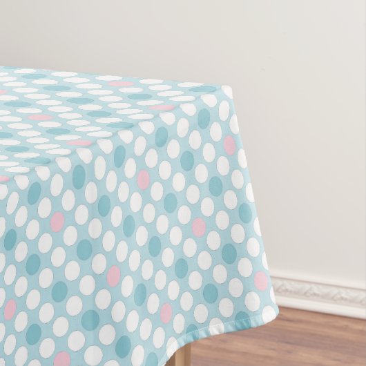 Polka dots wit roze blauw retro tafelkleed (Voorbeeld)