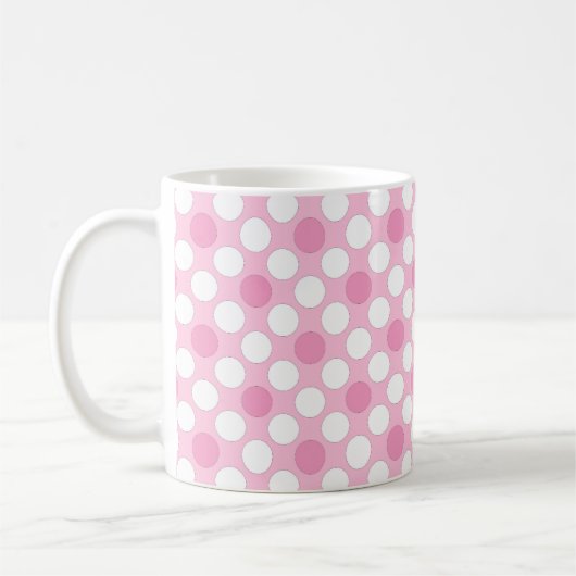 Polka dots wit roze retro koffiemok (Links)