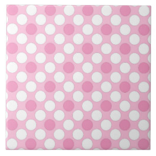 Polka dots wit roze retro tegeltje