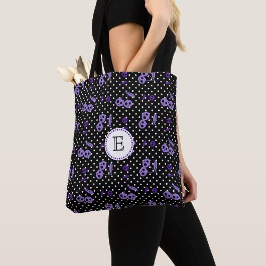 Polka Dots with Cherry Skulls Monogram Tote Bag (Dichtbij)