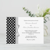 Polka Dots with Grey Bow Weddenschap Kaart (Staand voorkant)