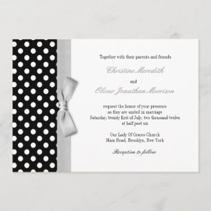 Polka Dots with Grey Bow Weddenschap Kaart