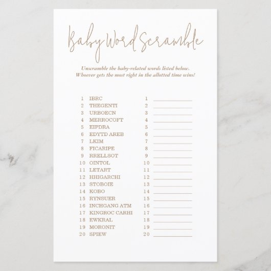 Polka Dots Word Scramble Animals Baby shower Game (Voorkant)