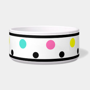 Polka Dots Yellow Pink Turquoise Pet Bowl Voerbakje