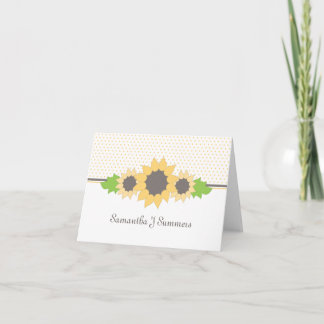 Polka Dots & Zonnebloemen Gepersonaliseerde Note K Notitiekaartje