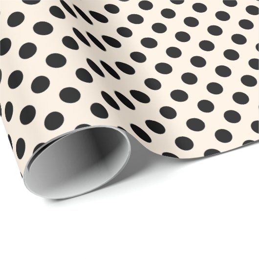 Polka Dots Zwart en Crème Patroon Klein Cadeaupapier (Rol Hoek)
