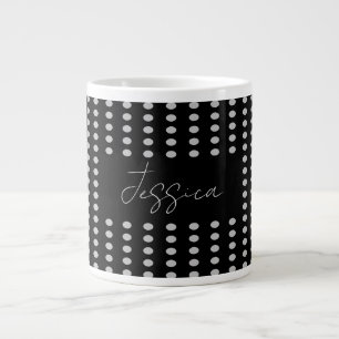  Polka Dots Zwart Grijs Kleur Retro Naam Grote Koffiekop