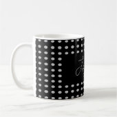  Polka Dots Zwart Grijs Kleur Retro Naam Koffiemok (Links)