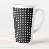  Polka Dots Zwart Grijs Kleur Retro Naam Latte Mok (Rechts)
