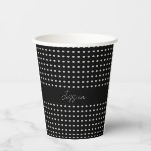Polka Dots Zwart Grijs Kleur Retro Naam Papieren Bekers