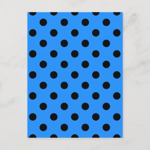 Polka Dots - Zwart op Dodger Blue Briefkaart