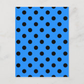 Polka Dots - Zwart op Dodger Blue Briefkaart (Voorkant)