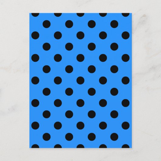 Polka Dots - Zwart op Dodger Blue Briefkaart (Voorkant)