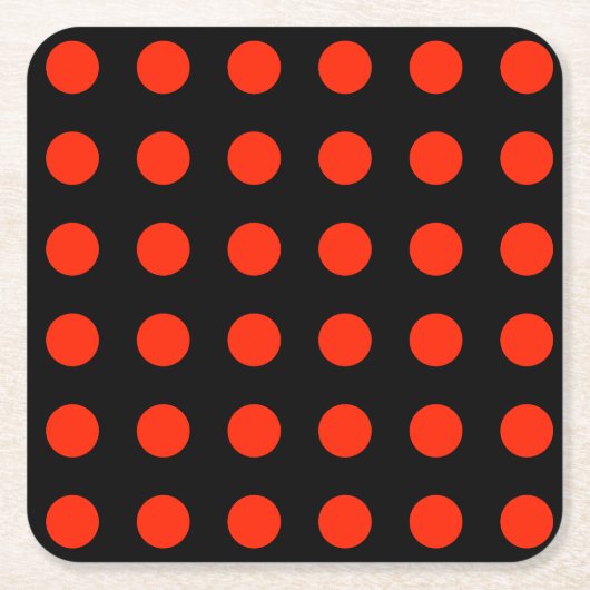 Polka Dots Zwart Rood Kleur Retro Klassiek Kartonnen Onderzetters (Voorkant)