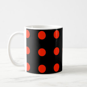  Polka Dots Zwart Rood Kleur Retro Klassiek Koffiemok