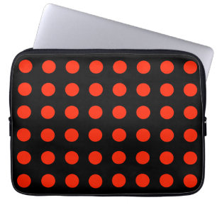  Polka Dots Zwart Rood Kleur Retro Klassiek Laptop Sleeve
