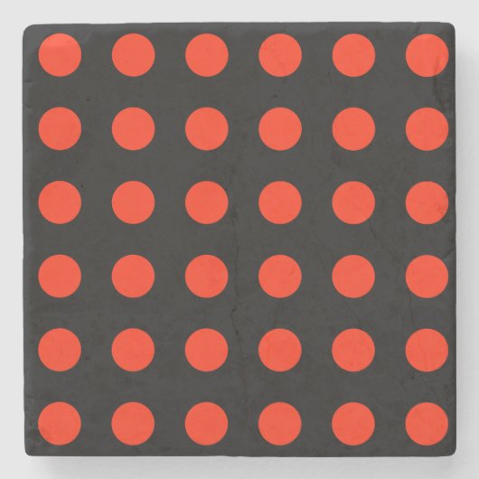  Polka Dots Zwart Rood Kleur Retro Klassiek Stenen Onderzetter (Voorkant)