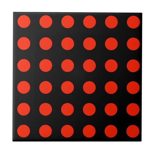  Polka Dots Zwart Rood Kleur Retro Klassiek Tegeltje (Voorkant)