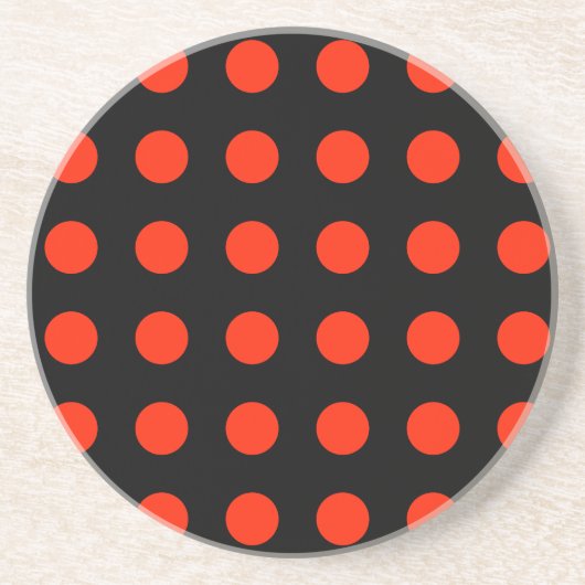  Polka Dots Zwart Rood Kleur Retro Klassiek Zandsteen Onderzetter (Voorkant)