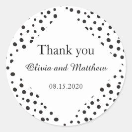 Polka Dots. Zwart-wit bruiloft Dank u Ronde Sticker