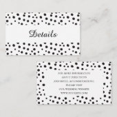 Polka Dots. Zwart-wit bruiloft details Informatiekaartje (Voorkant / Achterkant)