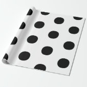 Polka dots Zwart wit groot vet elegant patroon Cadeaupapier (Uitgerold)