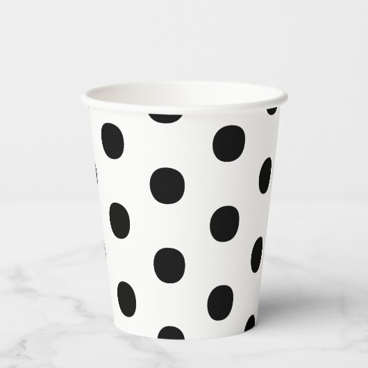 Polka dots Zwart wit groot vet elegant patroon Papieren Bekers (Achterkant)