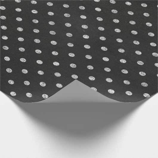 Polka Dots Zwart Wit Lijnen Krijtbord Lijnen Cadeaupapier (Hoek)