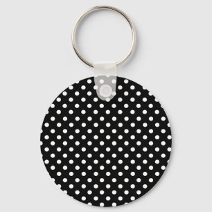 Polka Dots Zwart-wit Sleutelhanger & Lanyard