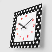 Polka Dots- zwart-wit Vierkante Klok (Hoek)