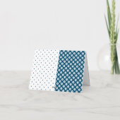 Polka-Dotted Blauw en Wit Kleurenblok Dank u Notitiekaartje (Achterkant)