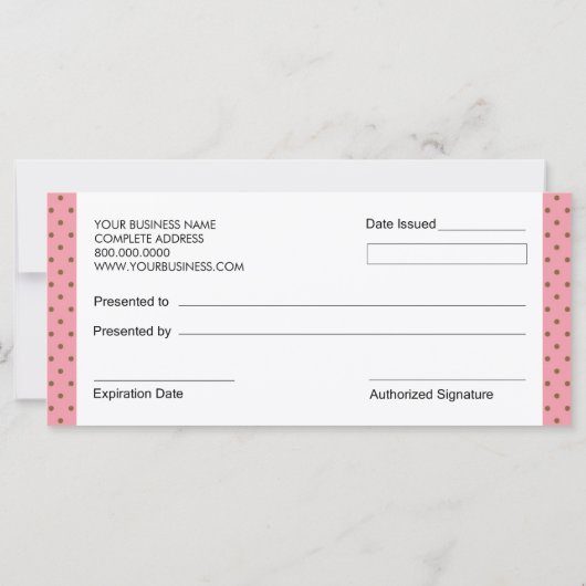 Polka Dotted Boutique Style Cadeaubonnen (Achterkant)