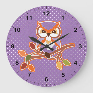 Polka Dotted Herfst Owl Grote Klok