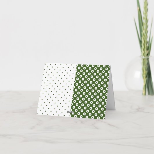 Polka-gestippeld groen en wit kleurenblok dank u notitiekaartje (Achterkant)