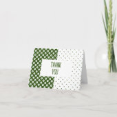 Polka-gestippeld groen en wit kleurenblok dank u notitiekaartje (Voorkant)