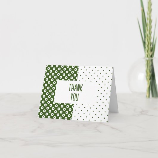 Polka-gestippeld groen en wit kleurenblok dank u notitiekaartje (Voorkant)