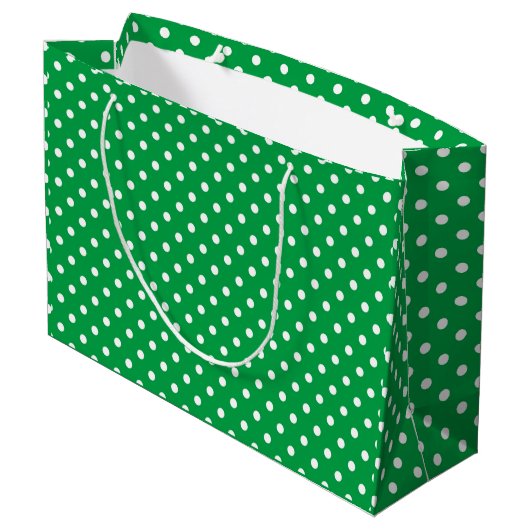 Polka gestippeld groen groot cadeauzakje (Achterkant Gekanteld)